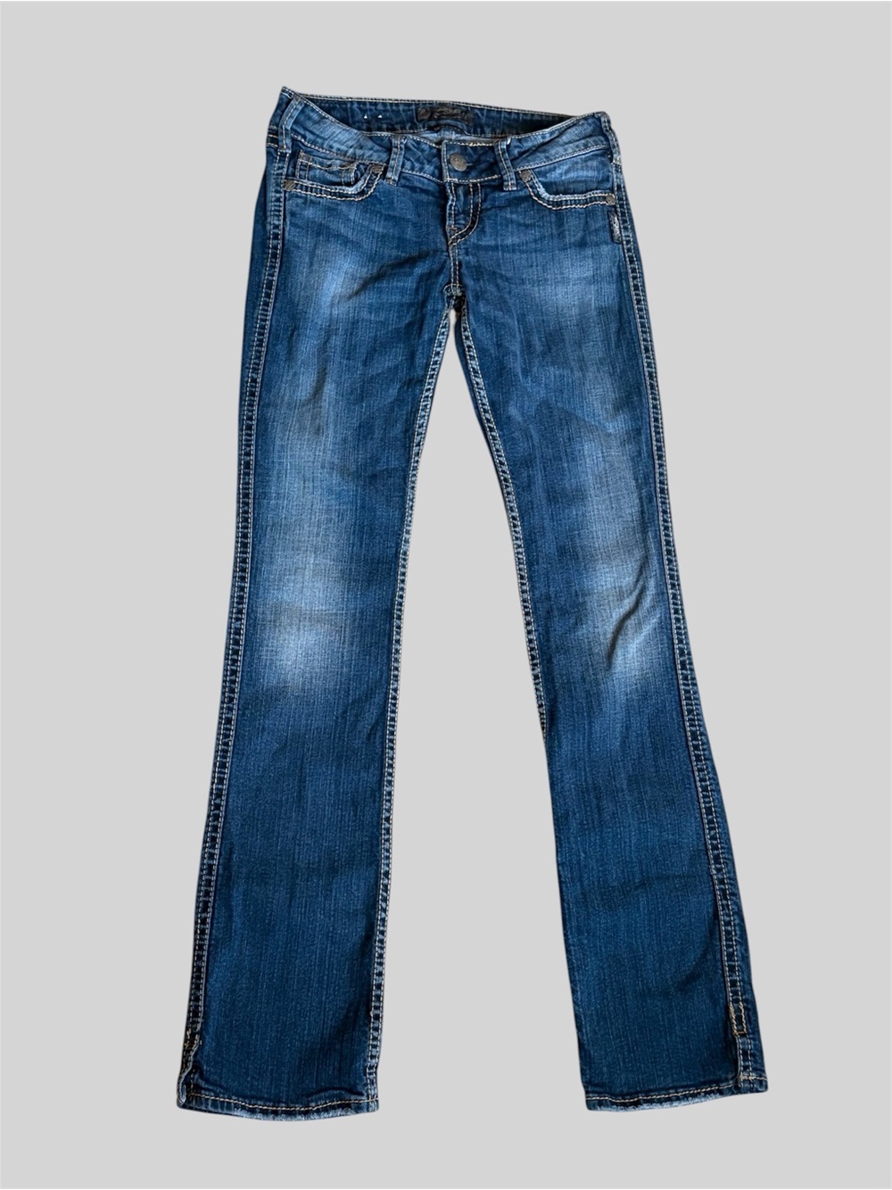 Silver Jeans Co. Mckenzie Low Rise Bootcut Jeans W28 L34 Thick Stitch Slit Hem